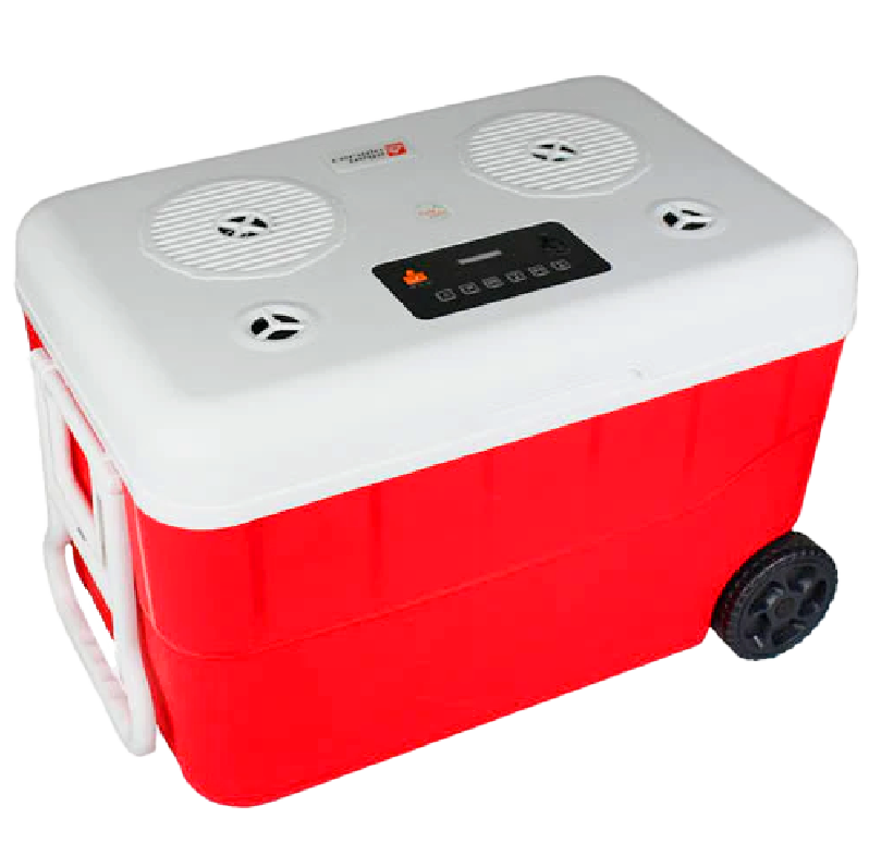 Cerwin Vega Cooler 55QT Red with 6.5" 2-Way Marine Built-In Speakers BT Streaming Phone Charger 10hr Battery