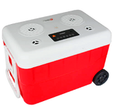 Cerwin Vega Cooler 55QT Red with 6.5" 2-Way Marine Built-In Speakers BT Streaming Phone Charger 10hr Battery