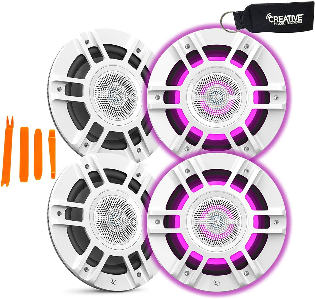 Infinity KAPPA8130MAM - 8" 3 way Premium Marine Speaker RGB lighting - White Convertible design / component mounting