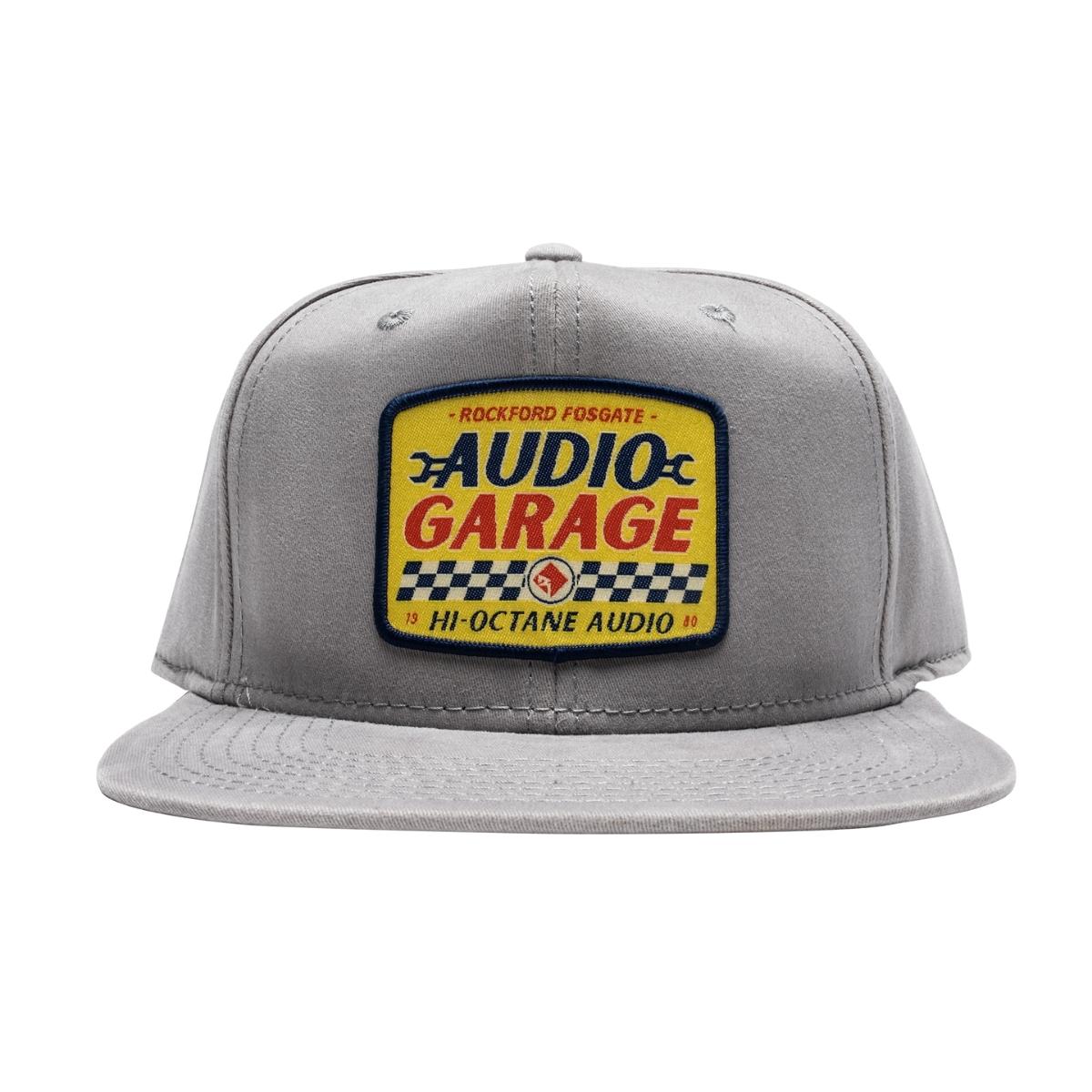 POP-GARAGEHAT Gray snapback flexfit hat with audio garage graphic