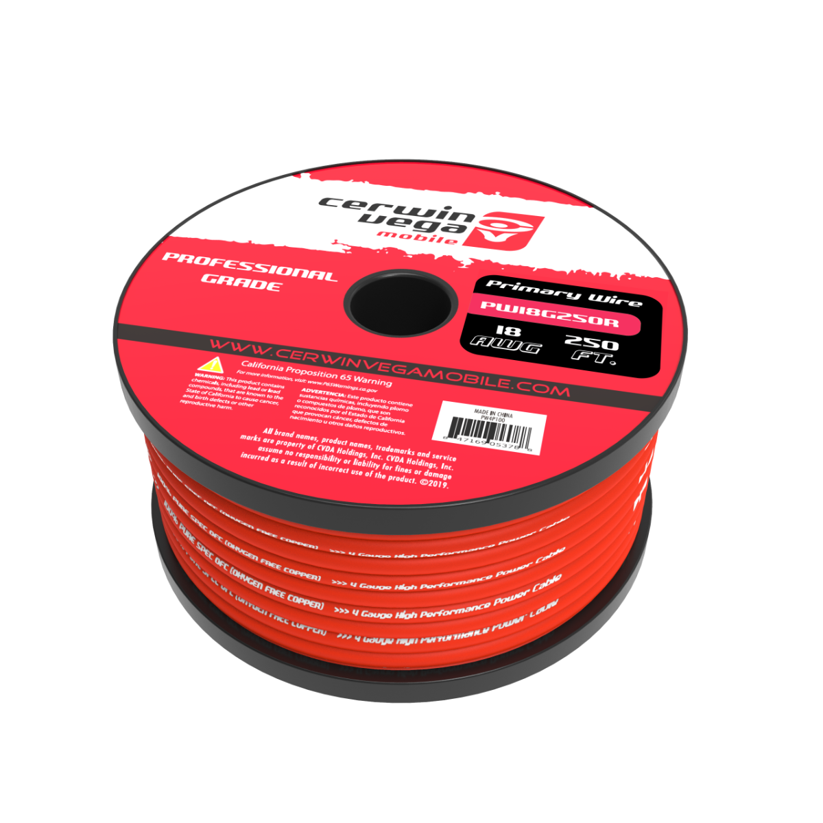 PW18G250R - 18 Gauge Frost Red Primary Wire