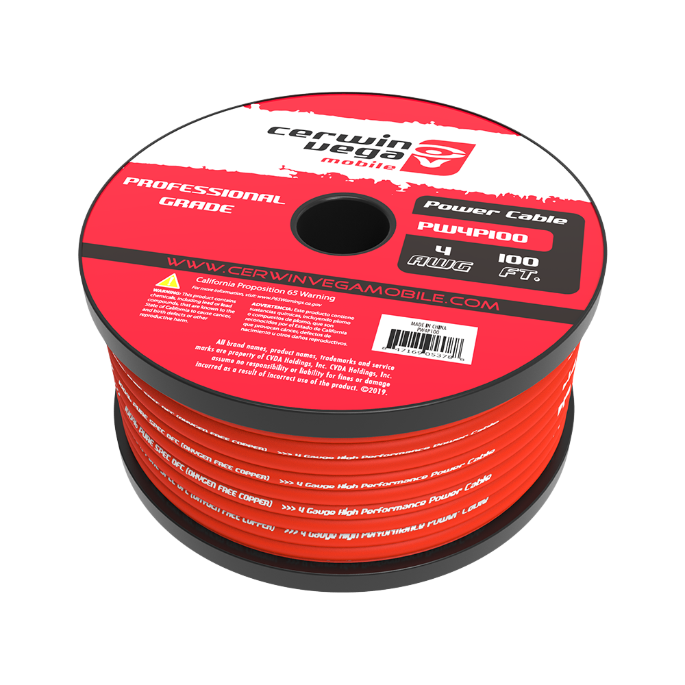 PW4P100 - Power Wire 4 Gauge, OFC, Frost Red 100ft. Spool